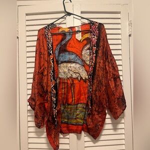 Vibrant Indian Silk Multicolor Kimono